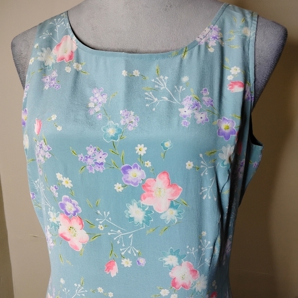 VTG Laura Ashley 90s Silk Maxi Dress 8 Pastel Floral Cottagecore Romantic Garden - Picture 3 of 7